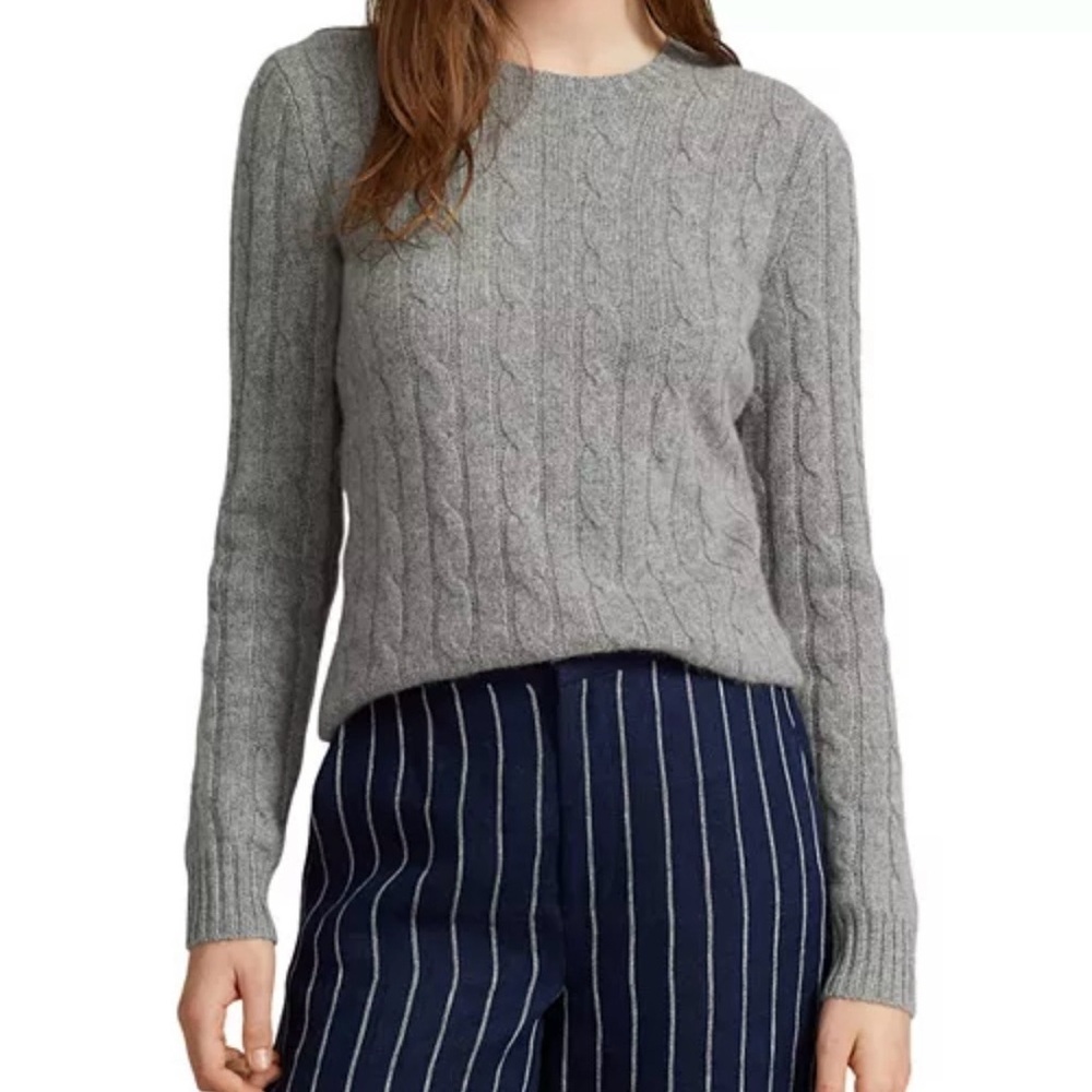 Polo Ralph Lauren Gray Cable Knit Cashmere Sweater Women’s Size XXL NWT - Picture 5 of 9
